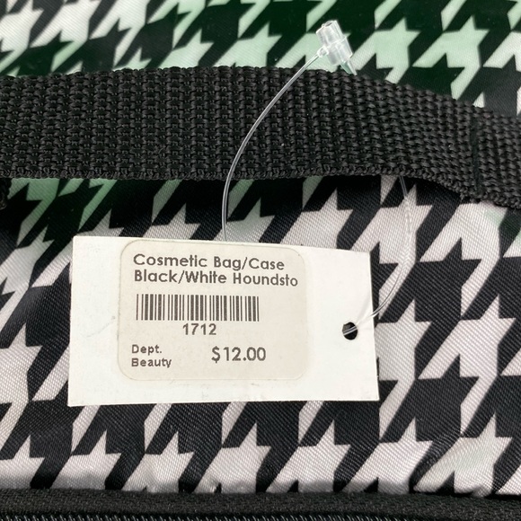 Nadia Rima Black and White Houndstooth Print Collapsable Makeup Bag - Picture 3 of 15